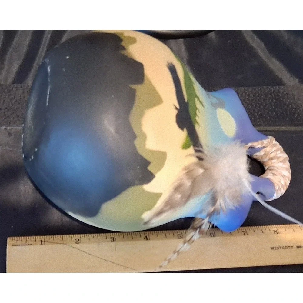 Southwestern Eagle Wedding Vase Ceramic Hand Painted Feather Accent Pottery 7.5